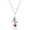 Multi-colour Gemstones and Diamond Necklace 14 kt White Gold