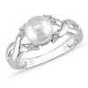 Diamore 7½-8mm Freshwater Pearl & Diamond Accent Ring, 10k Gold