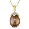 Diamore 9½-10mm Freshwater Chocolate Pearl & Diamond Accent Pendant, 10k Gold