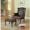 Monarch Specialties, Inc. Dark Brown Leather Look Wing Chair & Ottoman