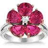 Flower Pink Tourmaline & Diamond Ring 14kt White Gold