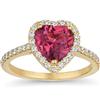 Heart Shape Pink Tourmaline & Diamond Ring 14kt Yellow Gold