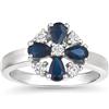 Floral Blue Sapphire & Diamond Ring 14kt White Gold