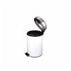 12L White/Stainless Steel Step-On Garbage Can