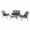 INSTYLE OUTDOOR 4 Piece Newport Steel Coffee Set, with Cushions