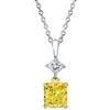 1.08 ct Radiant Cut Fancy Yellow Diamond Pendant and Princess Cut Diamond