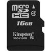 KINGSTON - DIGITAL IMAGING 16GB MICROSDHC CLASS 4 FLASH CARD SINGLE PACK W/O ADAPTER