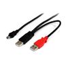 Startech 3ft USB-A to Mini-B Y-Cable (USB2HABMY3) - Black