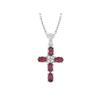 Pink Tourmaline and Diamond Cross Necklace