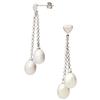 White Cultured Freshwater Double Drop Pearl Earrings