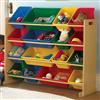 TOT TUTORS® 16-Bin Light-Coloured Wooden Toy Organizer