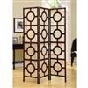 Monarch Specialties Cappuccino Frame 3 Panel Inch Circle Design Inch Folding Screen