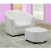 Monarch Specialties White Leather-Look Juvenile Chair / Ottoman 2Pcs Set