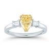 1.55 ctw Pear Shape Fancy Intense Yellow Three-Stone Diamond Ring Platinum