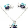 Sterling Silver "Whimzy" pendant and earring "Bee" set with Amethyst and Aqua cubic stones