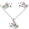 Sterling Silver "Whimzy" pendant and earring "Bug" set with pink and peridot cubic stones