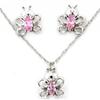 Sterling Silver "Whimzy" pendant and earring "Butterfly" set with pink cz stones
