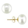 Miadora 9-10 mm Freshwater White Button Pearl Earrings in 10 K Yellow Gold