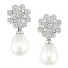 Miadora 8-8.5 mm Freshwater White Pearl and 1/5 ct Diamond Earrings in 10 K White Gold