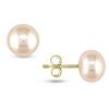 Miadora 7-7.5 mm Freshwater Pink Button Pearl Earrings in 10 K Yellow Gold
