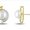 Miadora 7 mm Freshwater Button Pearl and 0.01 ct Diamond Earrings in 10 K Yellow Gold