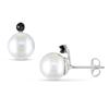 Miadora 8-8.5 mm Round Cultured Freshwater Pearl and Black Diamond-Accent Sterling Silver Earrings
