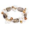 Miadora Bracelet with 5-7 mm White, Golden and Brown FW Pearls and Smokey Quartz Gemstones