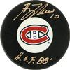 Autographed Montreal Canadiens Puck Guy Lafleur
