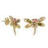 Sterling Silver 18 K Gold Plated Dragonfly Earrings with Multi-Coloured Cubic Zirconia Accents