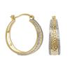 18 K Gold Plated Sterling Silver Hoop Earrings with Diamond Accent