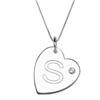 Sterling Silver Initial "S" Heart Pendant with Rhinestone Accent