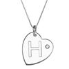 Sterling Silver Initial "H" Heart Pendant with Rhinestone Accent