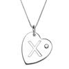 Sterling Silver Initial "X" Heart Pendant with Rhinestone Accent