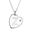 Sterling Silver Initial "Z" Heart Pendant with Rhinestone Accent
