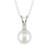 Miadora 8-8.5 mm Freshwater Cultured Round White Pearl and 0.05 ct Diamond Pendant in Silver wit...