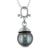 Miadora 9-10 mm Tahitian Pearl Pendant in Silver with 18" Silver Cable Chain