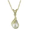 Miadora 4-4.5 mm FW White Pearl and 0.005 ct Diamond Pendant in 10 K Yellow Gold with 17 inch 10...