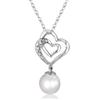 Miadora 7-7.5 mm Freshwater White Pearl and 0.015 ct Diamond Heart Pendant in 10 K White Gold wit...