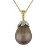 Miadora 9.5-10 mm Freshwater Chocolate Pearl and 0.06 ct Diamond Pendant in 10 K Yellow Gold wit...