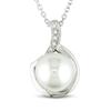 Miadora 9-9.5 mm Freshwater White Pearl and 0.025 ct Diamond Pendant in Silver with 18" Silve...