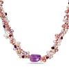 Miadora Multi Colour 4 Row Pearl Necklace with Natural Amethyst Gemstone, 32" in Length