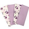 Baby's First by Nemcor-"Very Berry Owl" 4 pack Receiving Blankets