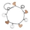 Sterling Silver Two Tone Heart Charm Bracelet