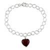 Miadora Link Bracelet with Ruby Colored Murano Glass Heart with Gold, 7.5 inches