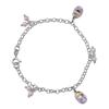 Sterling Silver Pink Pearl and Pink Shoe Charm Bracelet