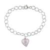 Miadora Link Bracelet with Stripe Murano Glass Heart with Gold, 7.5 inches