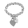 Miadora Link and Heart Charm Bracelet in Sterling Silver, 7.5 inches