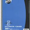 Hilroy Coil Notebook with Margin, 5 subject , 10-½ x 8, 360 Pages, Assorted Colours