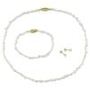 Miadora Freshwater Flat White Pearl Necklace and Bracelet (4-5 mm) and Stud Earrings (5-6 mm) Set...