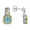 Miadora 5 ct Sky Blue Topaz and 0.02 ct Diamond Earrings in 10 K Yellow Gold and Silver